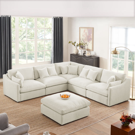 Oscar B. Oversized L-Shaped Sectional Sofa w/Removable Down-Filled Seat Cushions