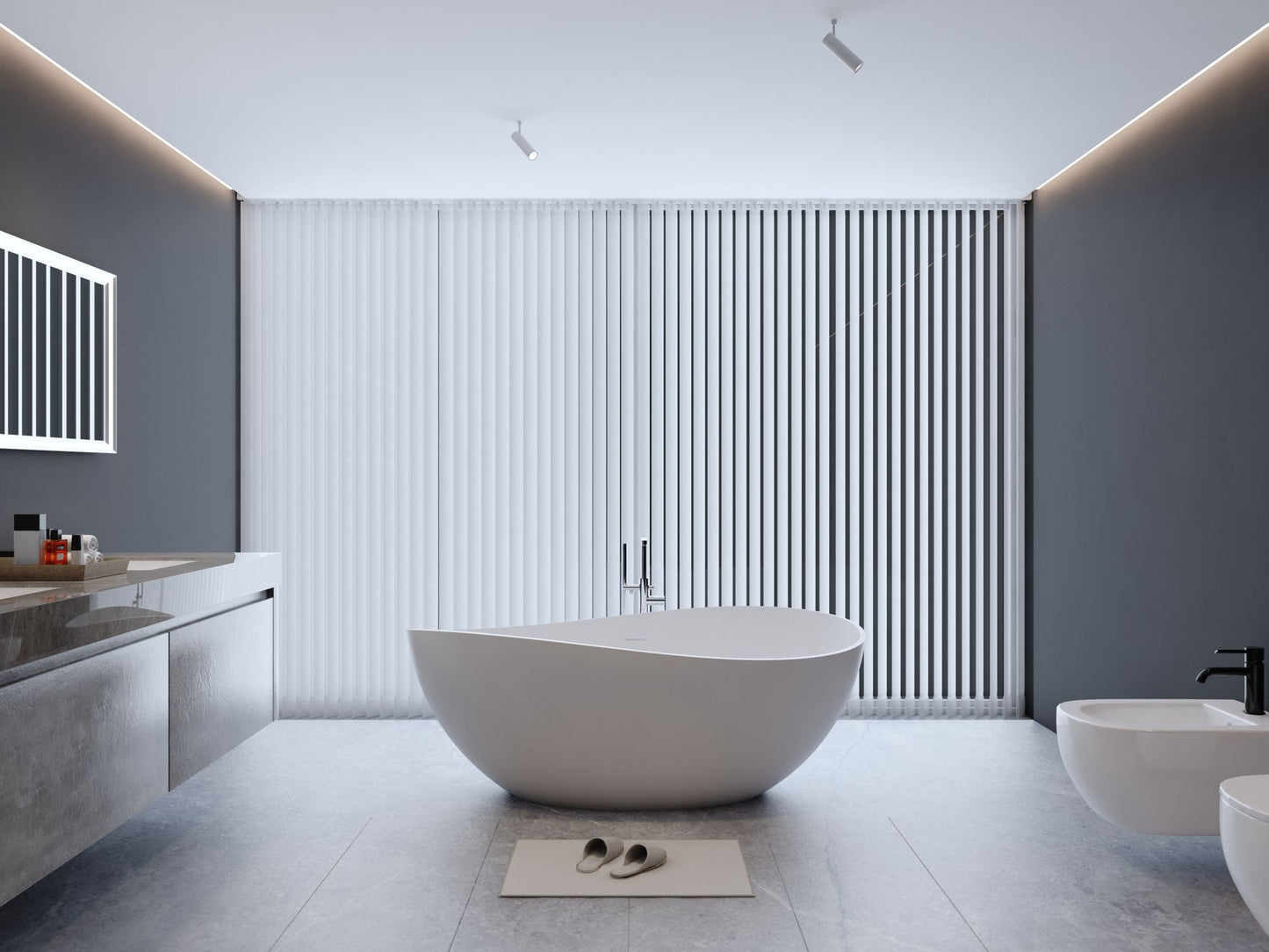 63" Freestanding Stone Resin Soaking Bathtub in Matte White 24S05-63MW