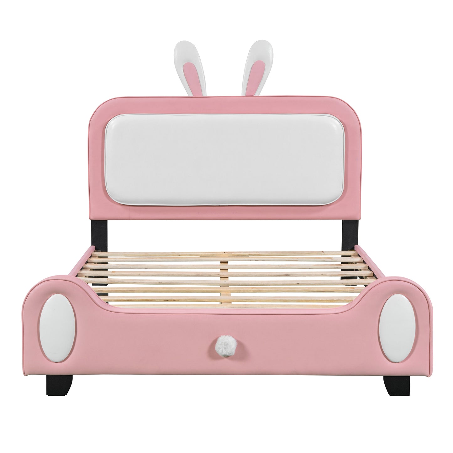 Full size Upholstered Rabbit-Shape Princess Bed ,Full Size Platform Bed with Headboard and Footboard