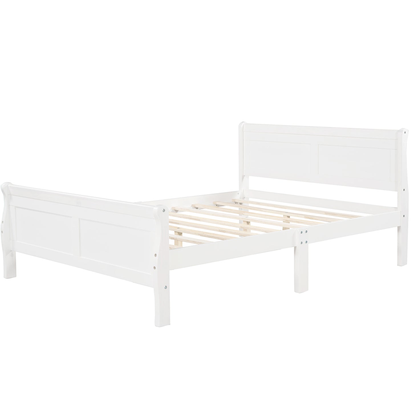 Queen Size Wood Platform Bed with Headboard and Wooden Slat Support