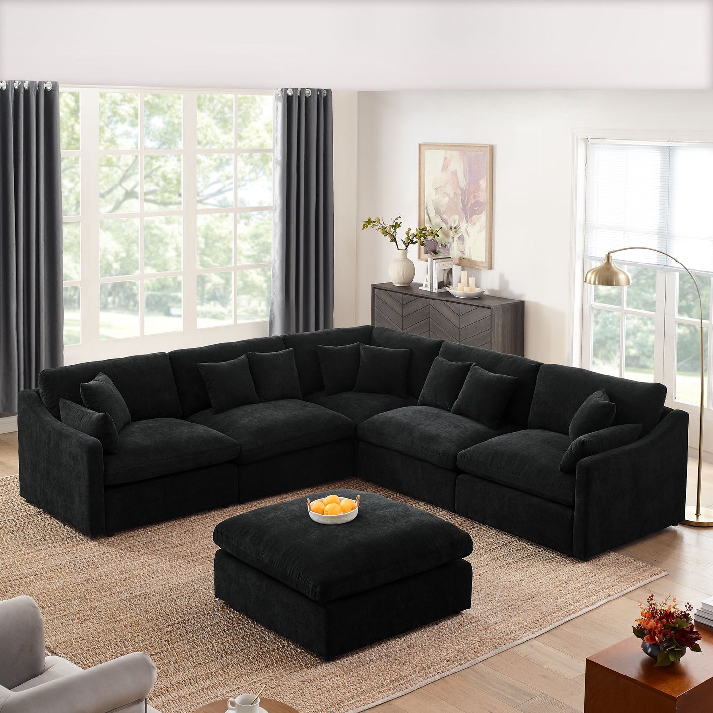 Oscar B. Oversized L-Shaped Sectional Sofa w/Removable Down-Filled Seat Cushions