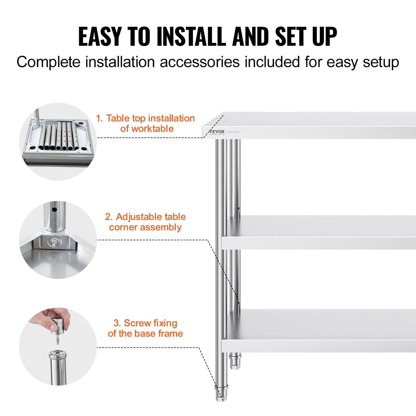 VEVOR Stainless Steel Heavy Duty Prep Table