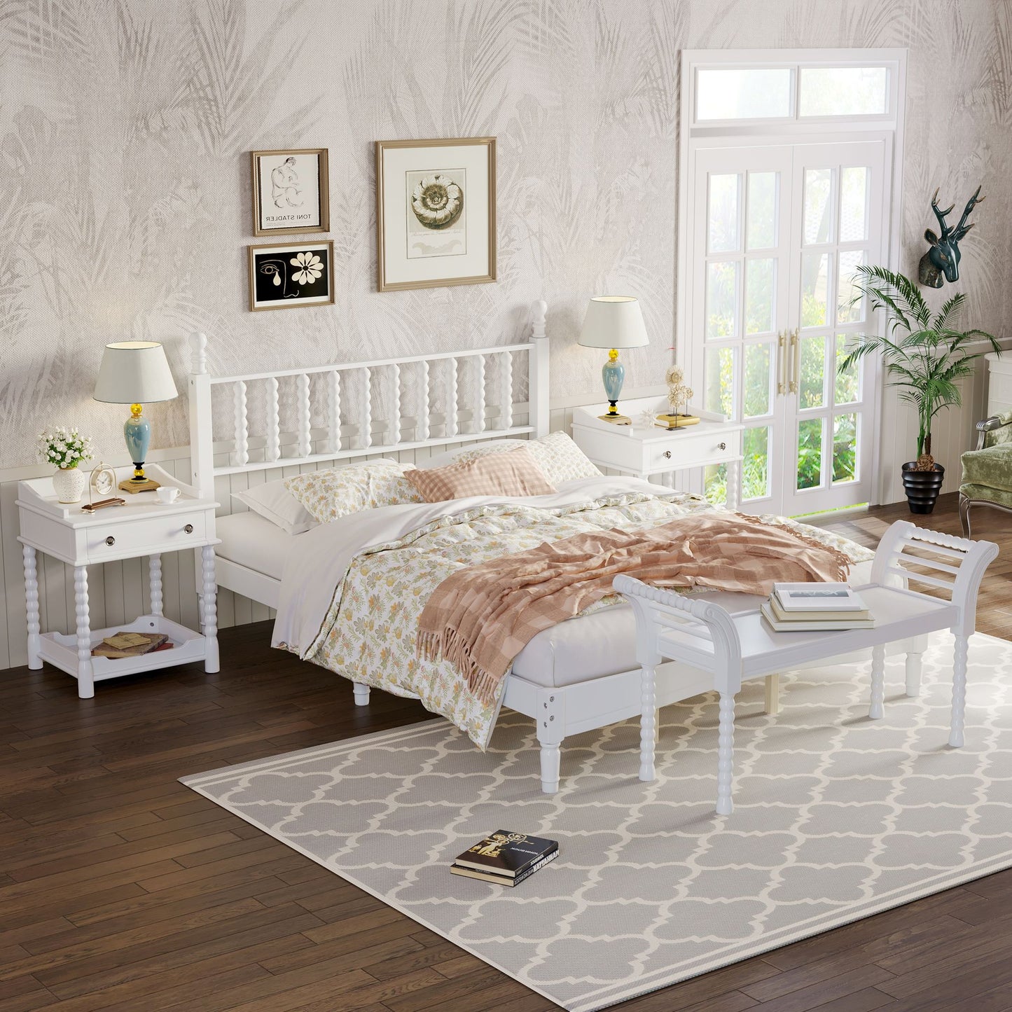 4 Pc. Queen Platform Bedroom Suite in White