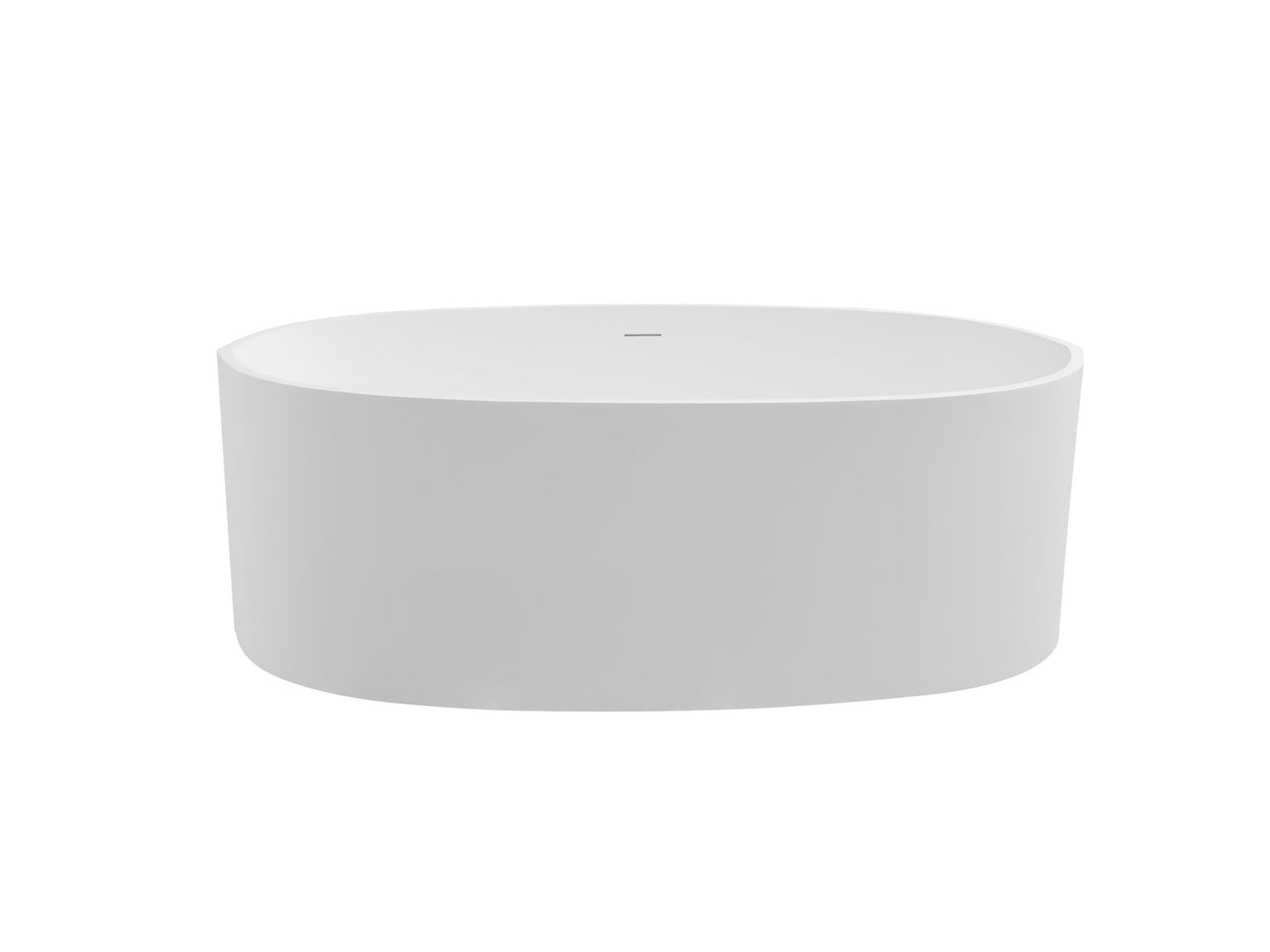 65" Freestanding Stone Resin Oval Soaking Tub with Overflow and Pop-up Drain in Matte White 24S08-65MW