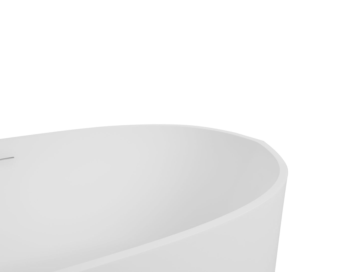 65" Freestanding Stone Resin Oval Soaking Tub with Overflow and Pop-up Drain in Matte White 24S08-65MW