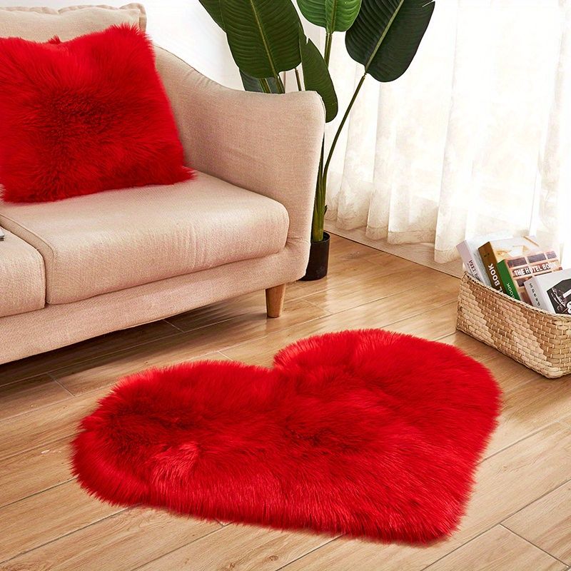 Heart-Shaped Plush Rug