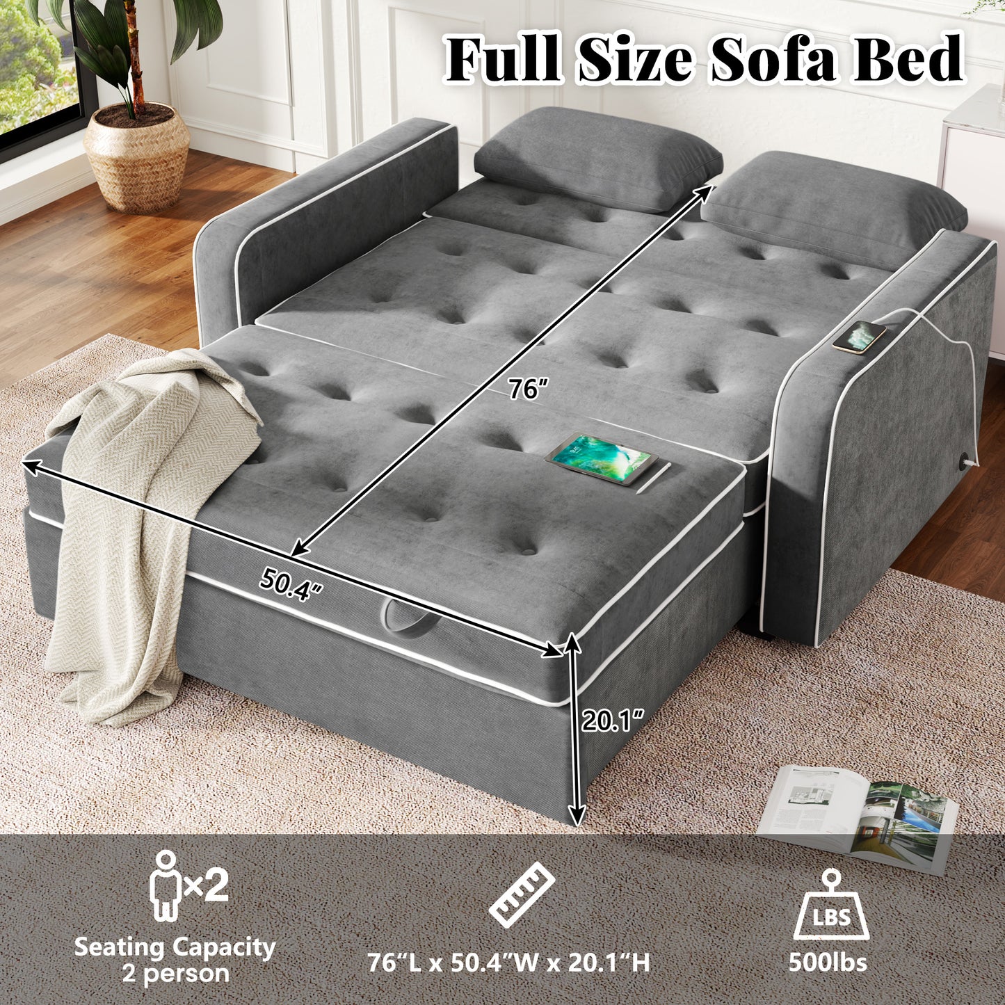 Evander Convertible Loveseat Sofa Sleeper