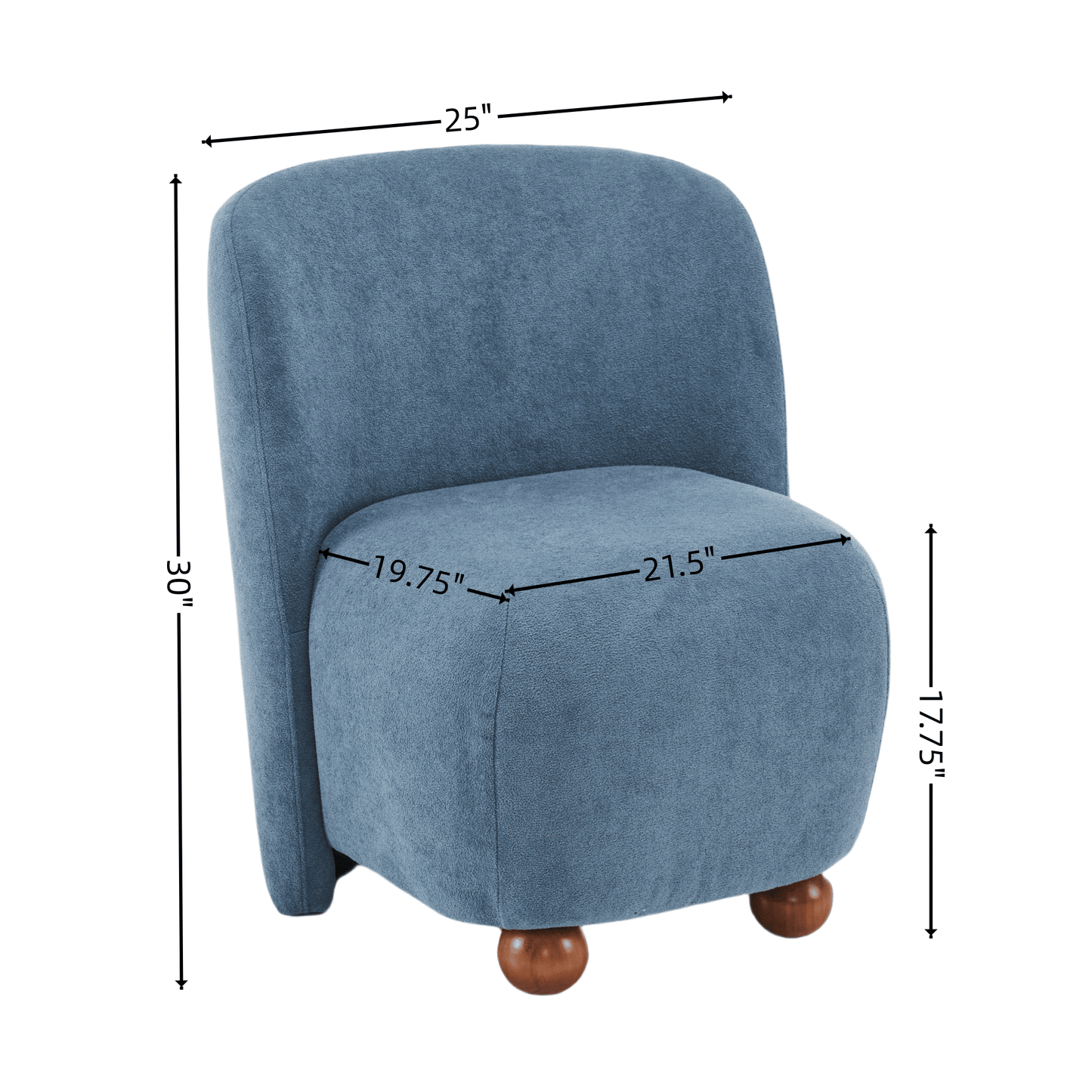 Paisley Low-Back Armless Chair in Blue