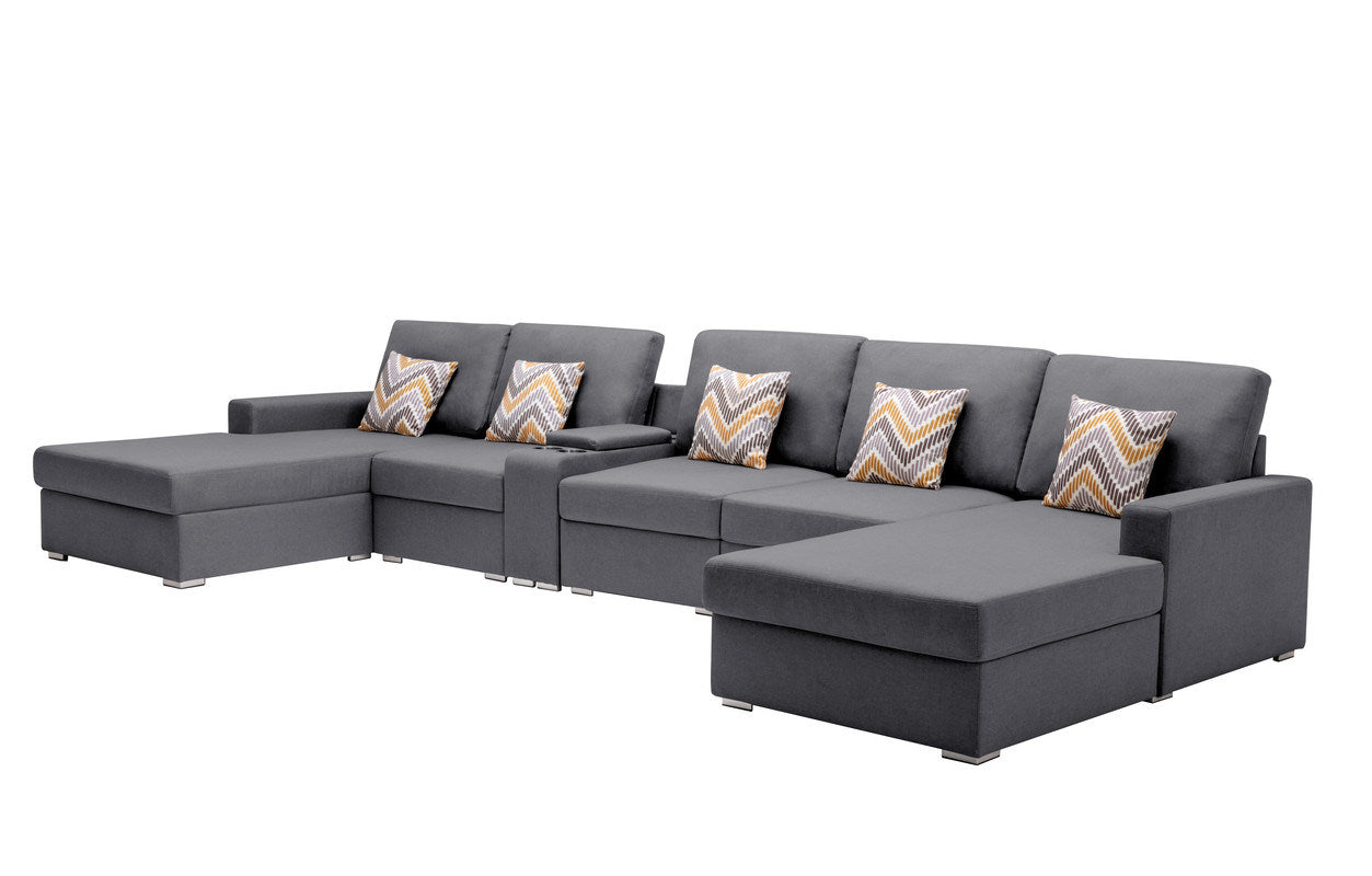 Nolan 163" 6Pc Double Chaise Sectional Sofa Set