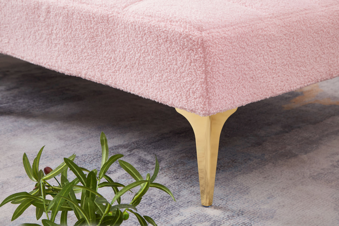 Aubrey Convertible Futon in Teddy Pink Plush