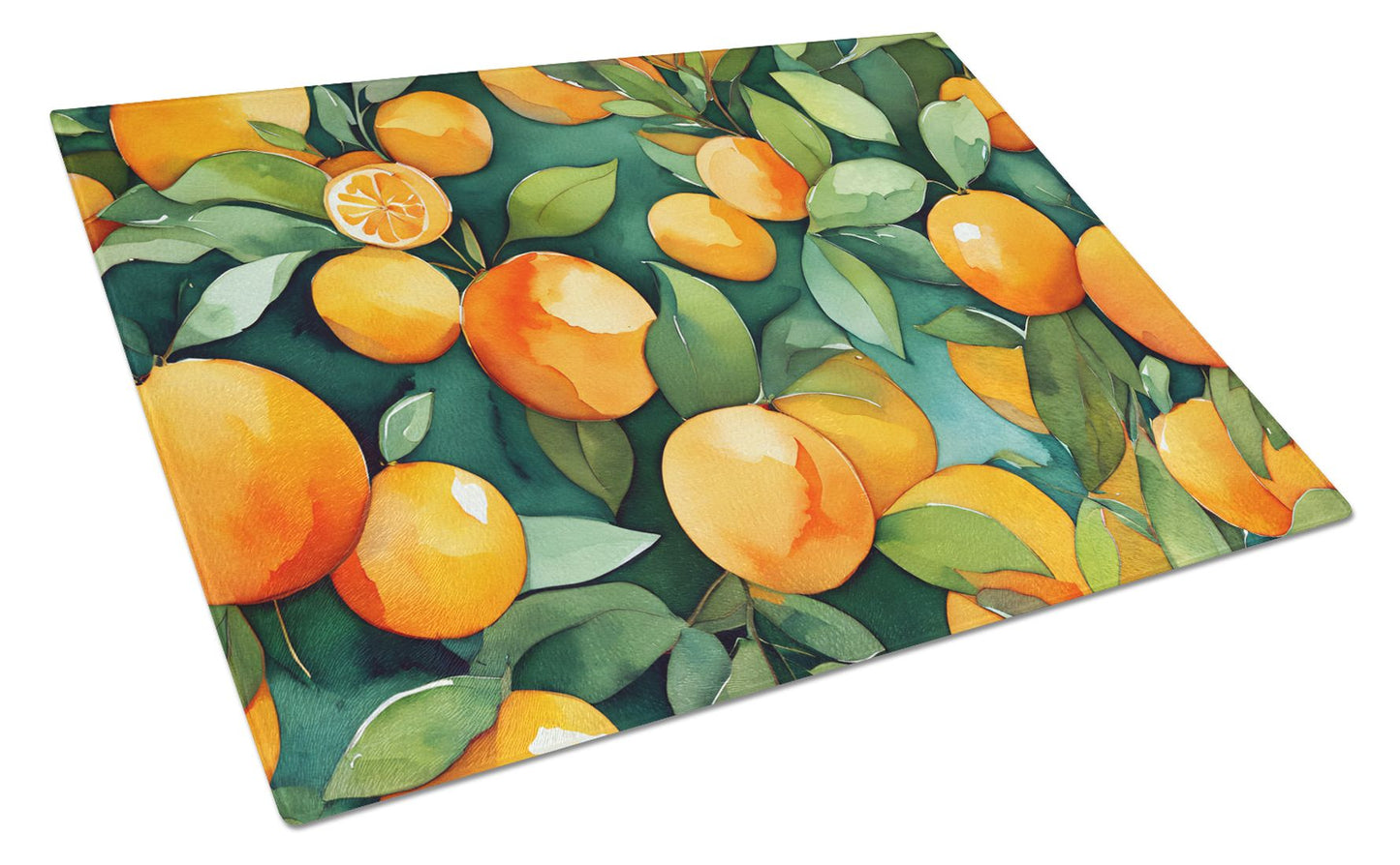 Orange Blossom II Tempered Glass Kitchen Cutting and Serving Board