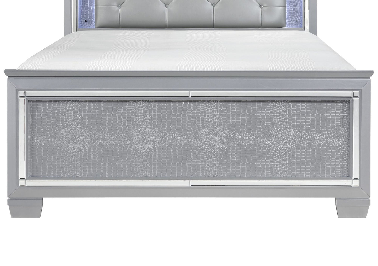 Allura Faux Alligator Embossed Queen Bed with LED Headboard