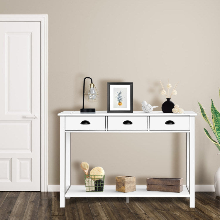 Irena Console Table with 3 Drawers and 2-Tier Shelves