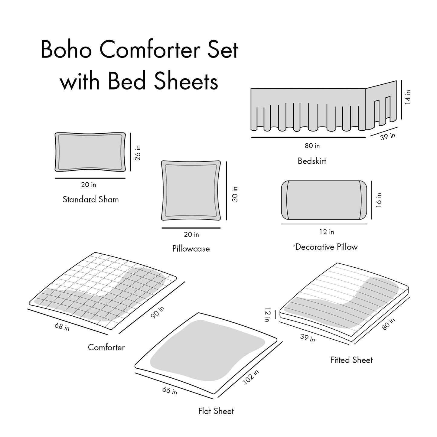 Boho Comforter Set with Bed Sheets