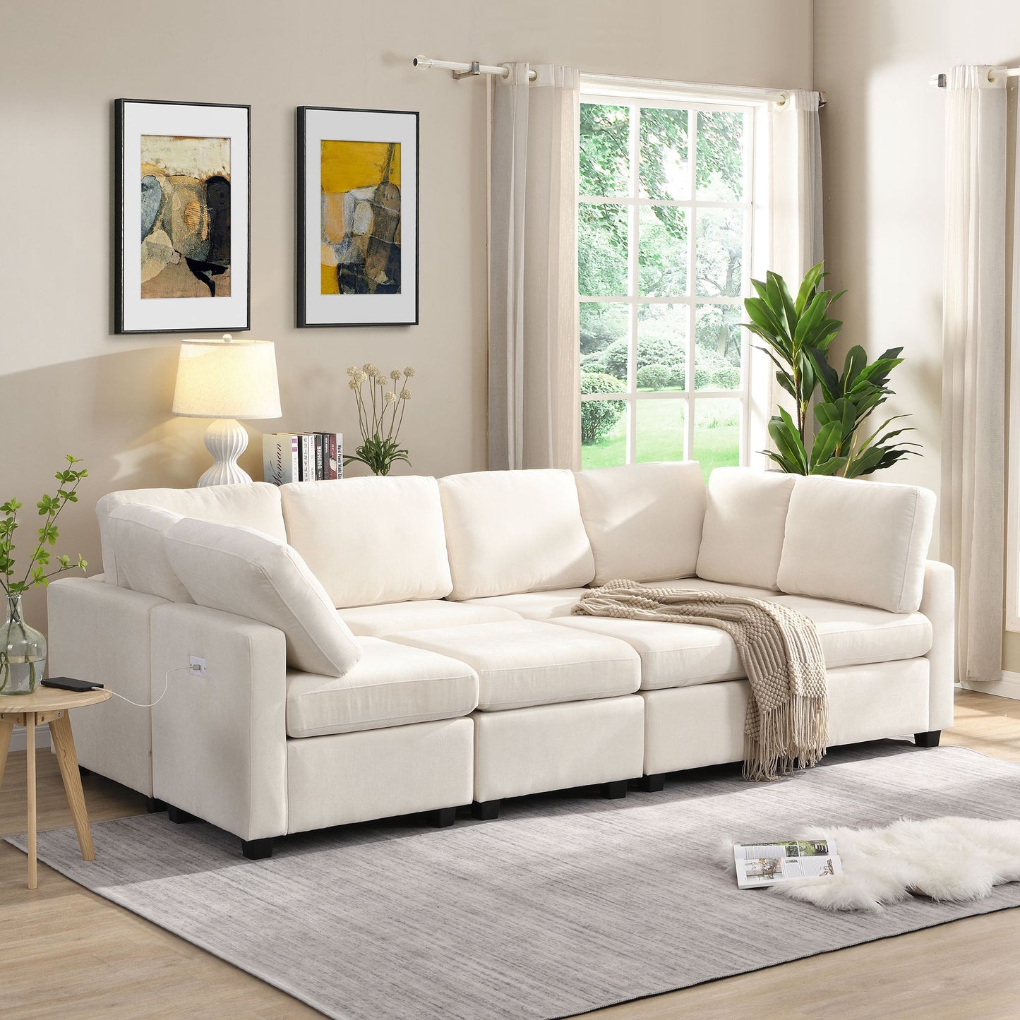 Williams 103" Sectional Sleeper Sofa with Two Movable Ottomans