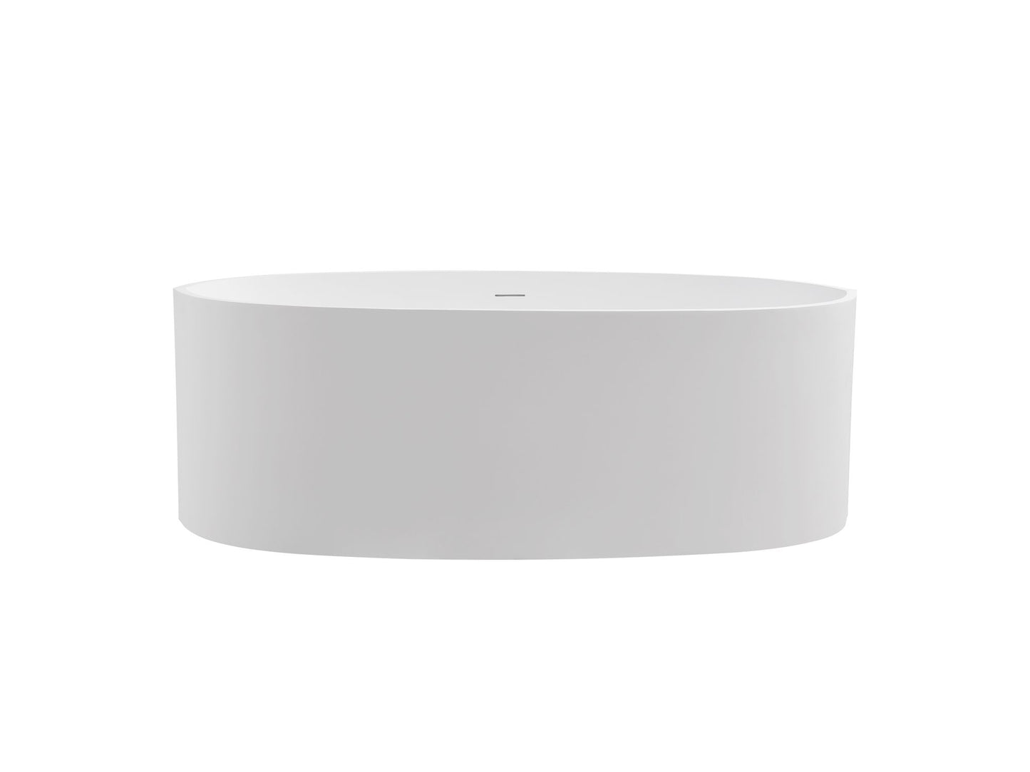 65" Freestanding Stone Resin Oval Soaking Tub with Overflow and Pop-up Drain in Matte White 24S08-65MW