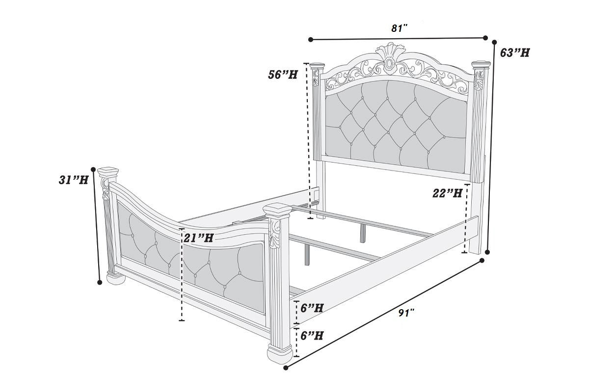 Formal Traditional Antique Silver 1pc California King Size Bed Tufted Faux Leather Headboard Footboard Bedframe