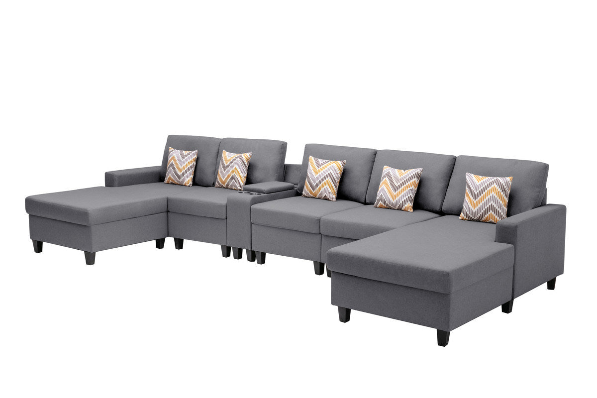 Nolan 163" 6Pc Double Chaise Sectional Sofa Set