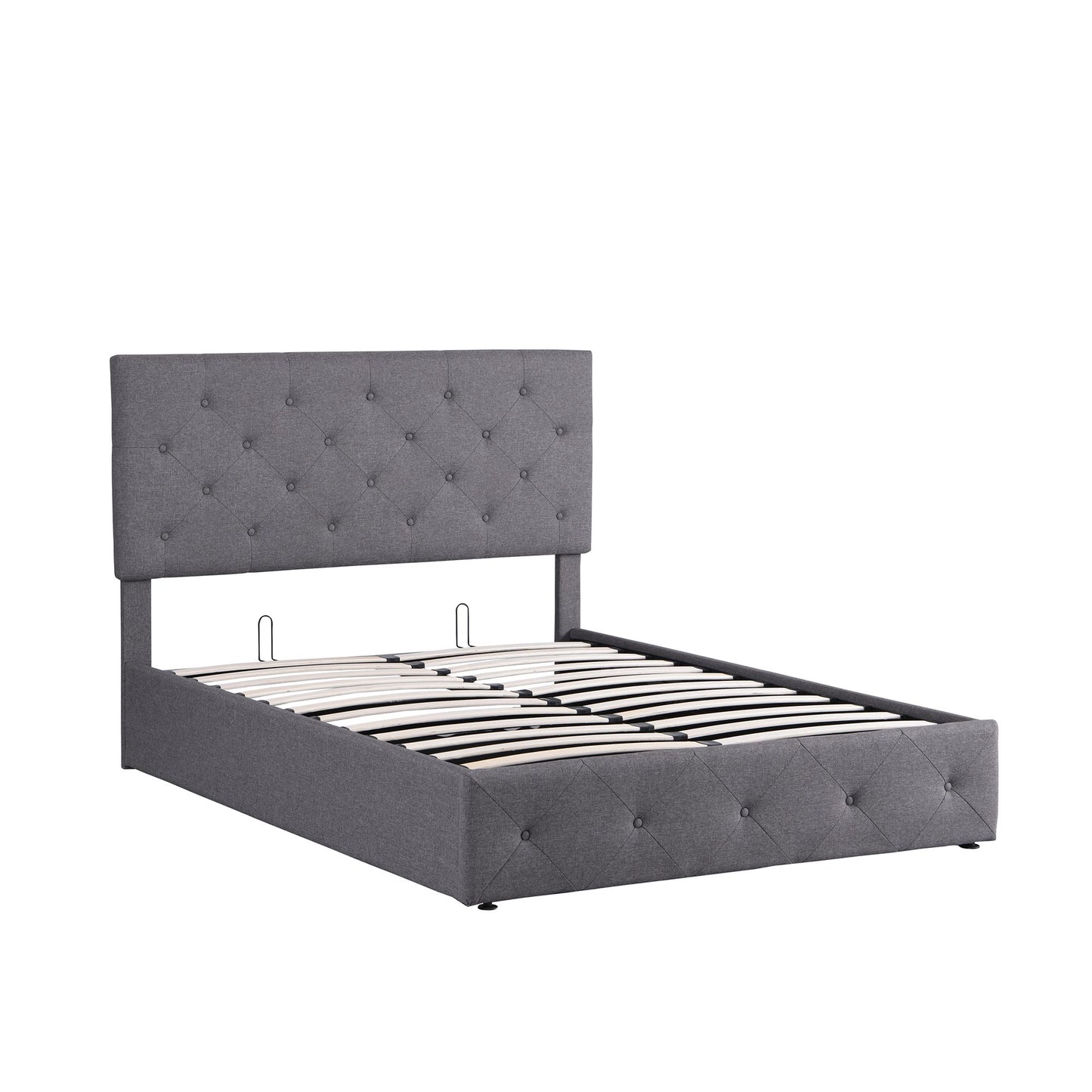 Full size Upholstered Platform Bed with Hydraulic Storage System