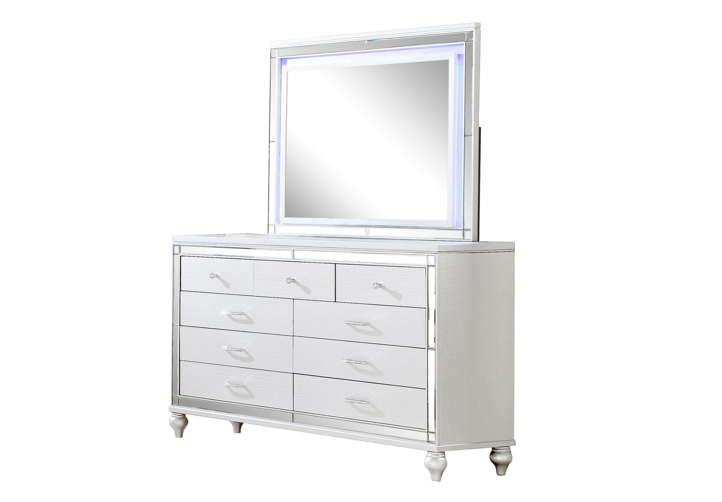 Sterling Full 5 Pc LED Bedroom Suite in White