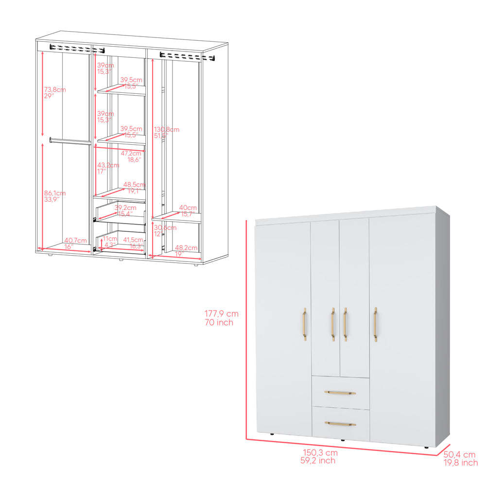 Elma Deluxe Armoire in White