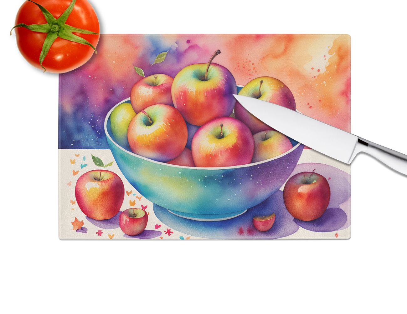 Apples III Tempered Glass Kitchen Cutting and Serving Board