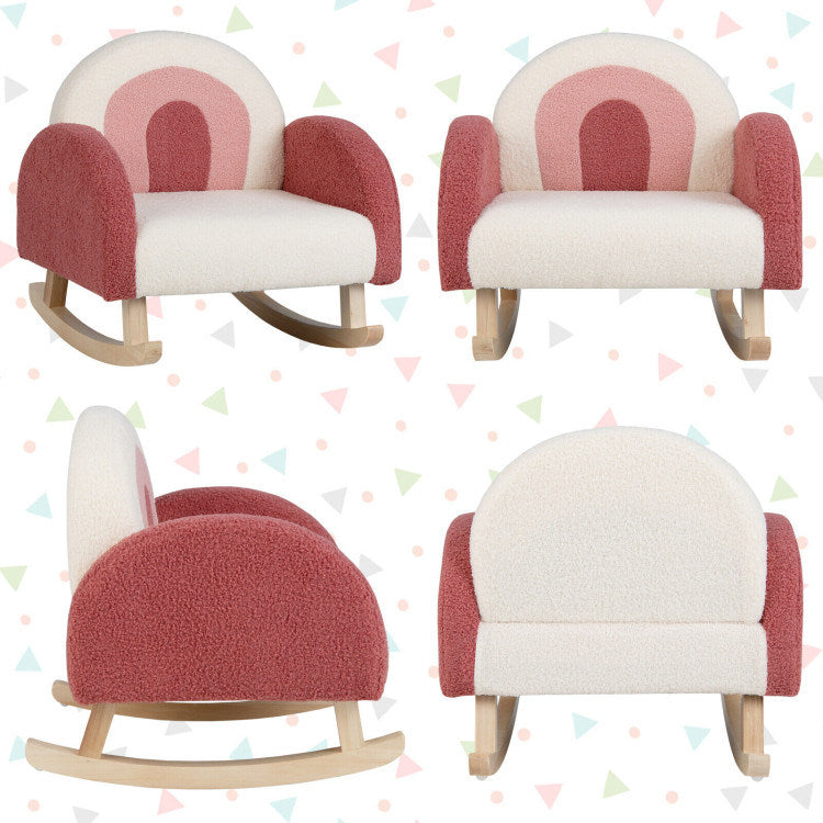 Velvet Upholstered Childrens Rocking Chair