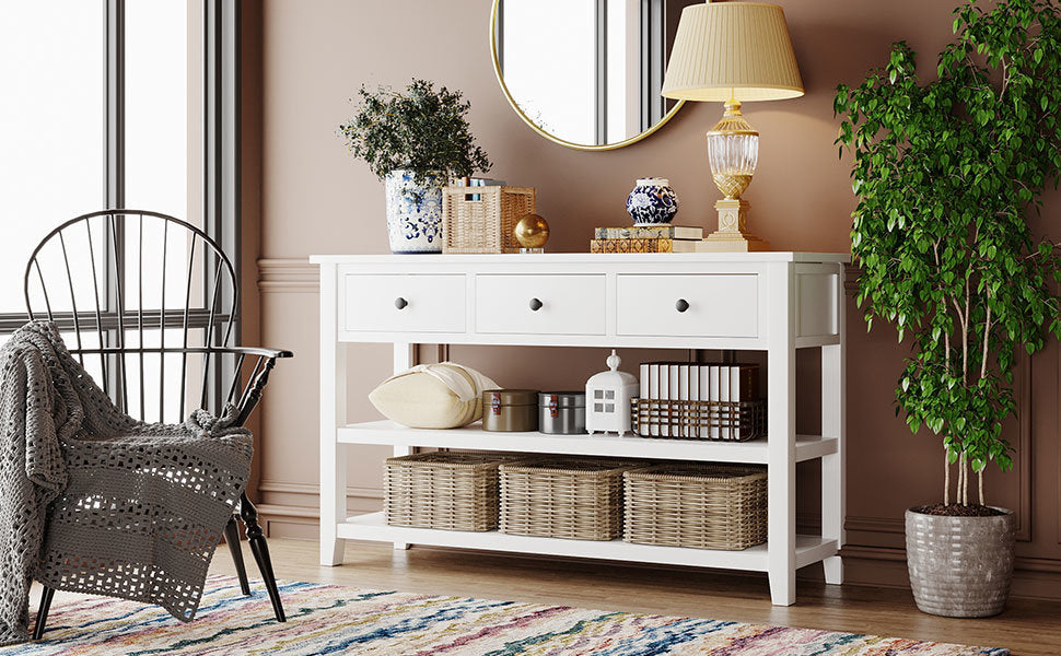 Zakiya Console Table with Two Open Shelves