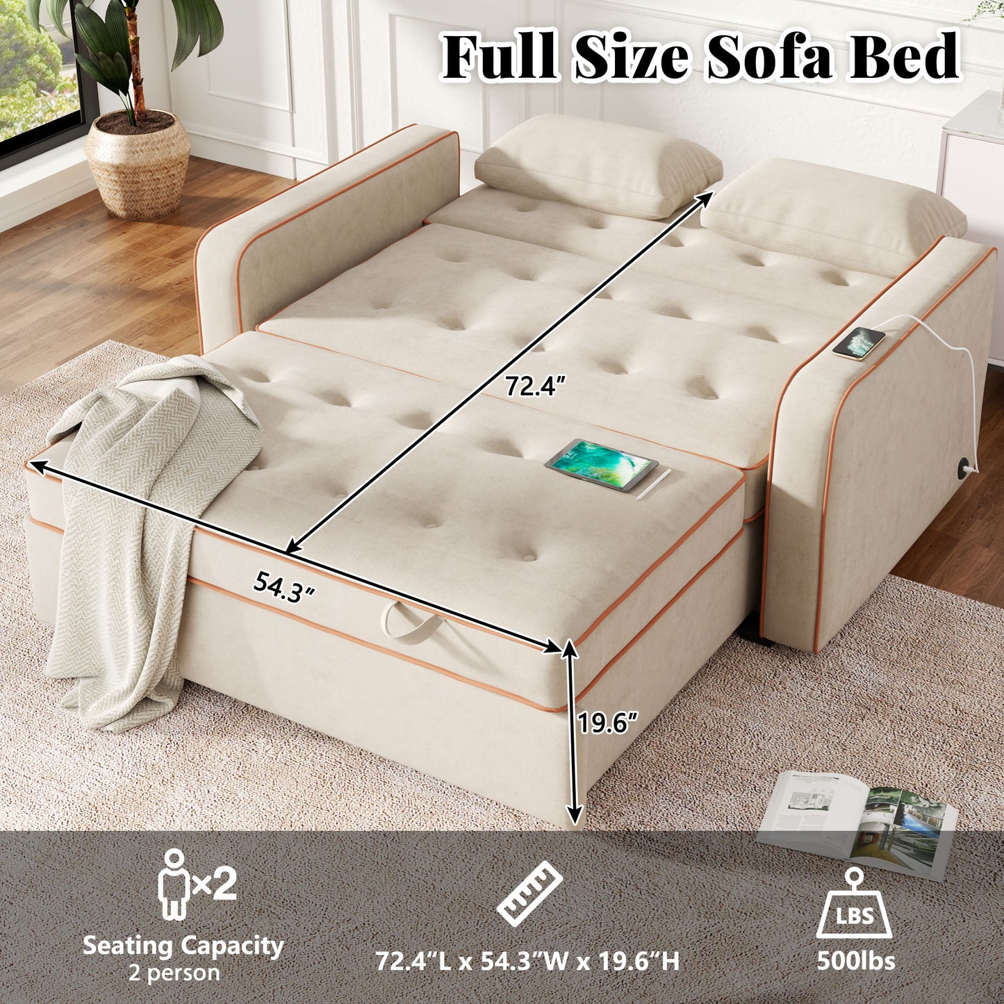 Evander Convertible Loveseat Sofa Sleeper