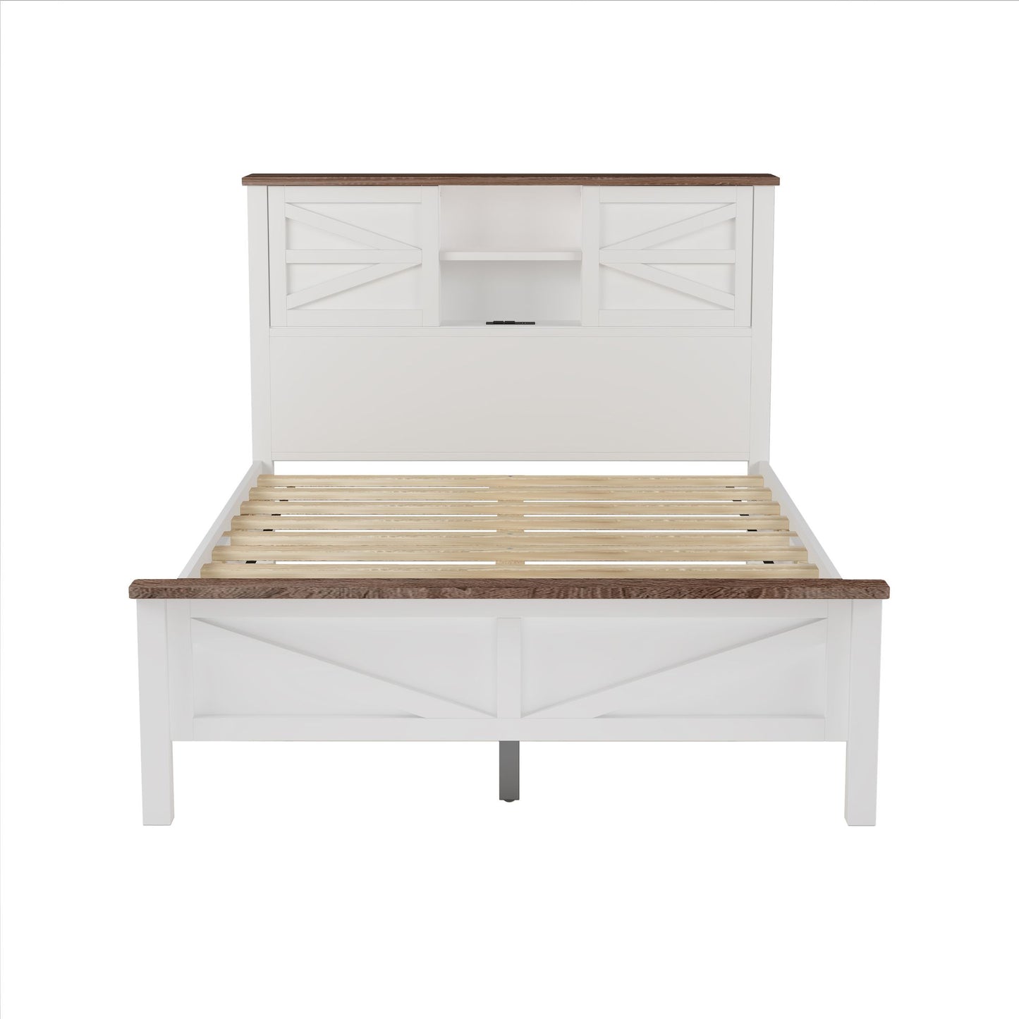 Frazier 3 Pc. Full Platform Bedroom Suite in White & Brown