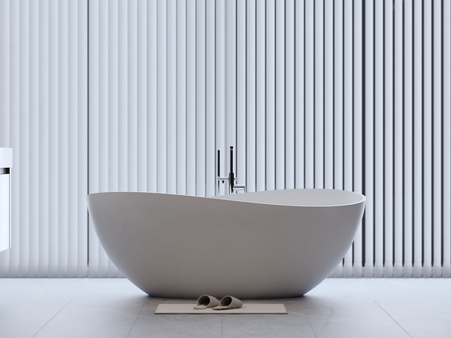 63" Freestanding Stone Resin Soaking Bathtub in Matte White 24S05-63MW