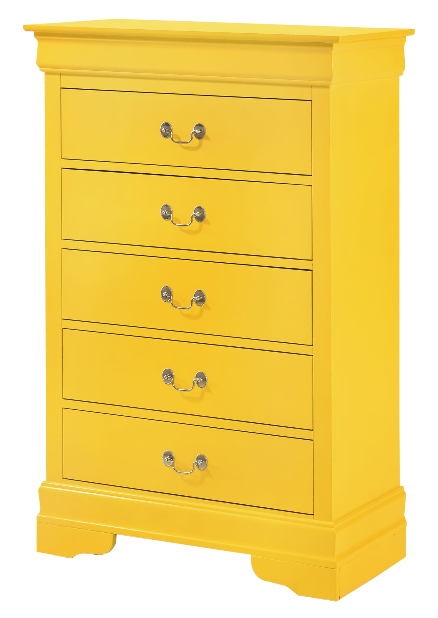 Louis Philippe 5 Drawer Chest in Yellow