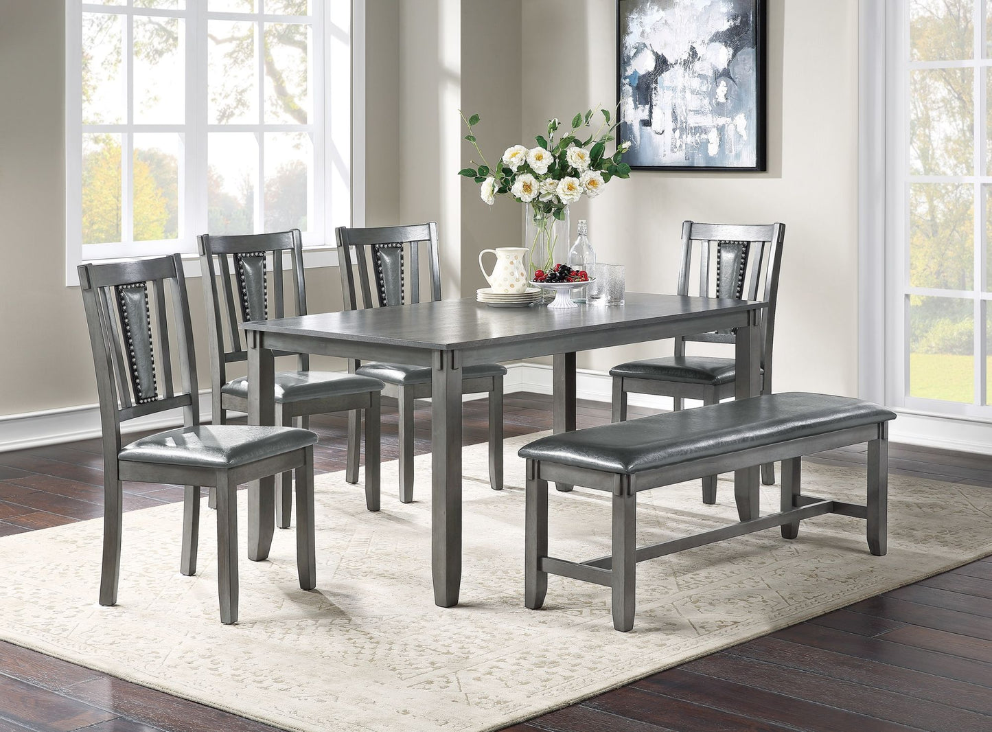 Waterville 6pc Dining Table Set w/Bench