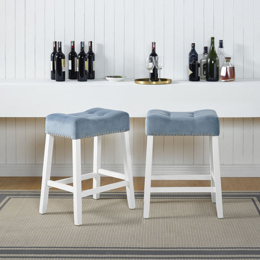 Devonshire Set of 2 Tufted Saddle Seat Stools