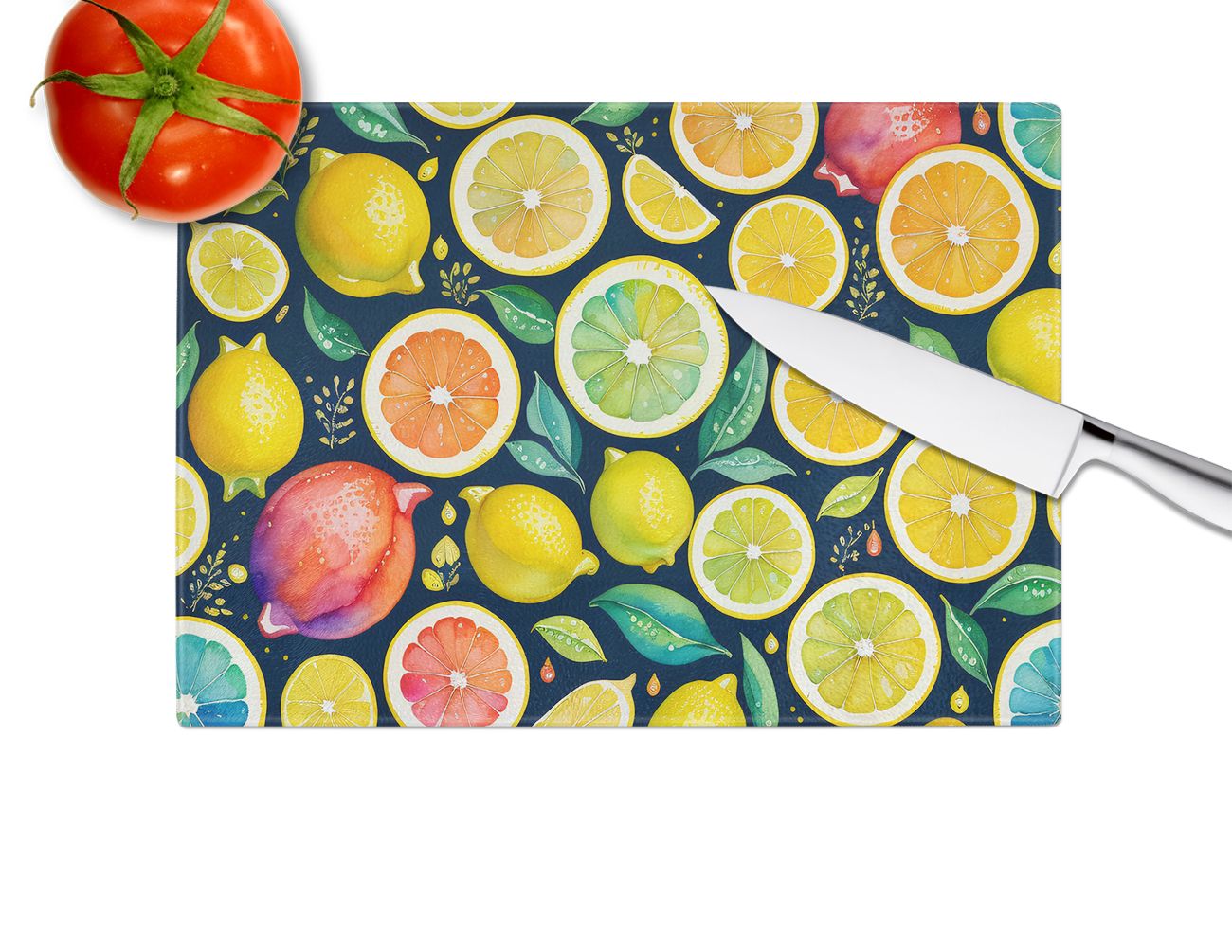 Lemons II Tempered Glass Kitchen Cutting and Serving Board