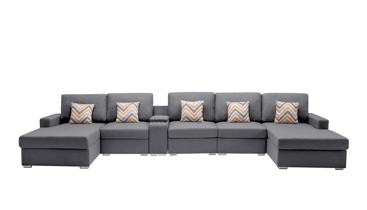 Nolan 163" 6Pc Double Chaise Sectional Sofa Set