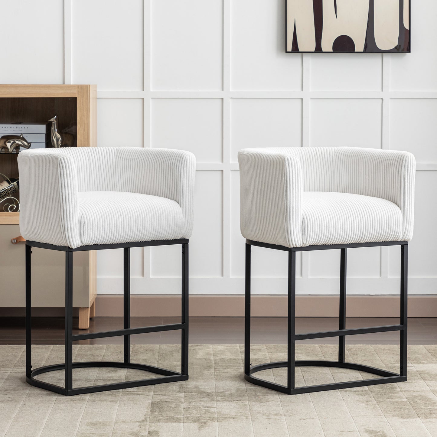 Aster Linen Upholstered Counter Stool Set of 2