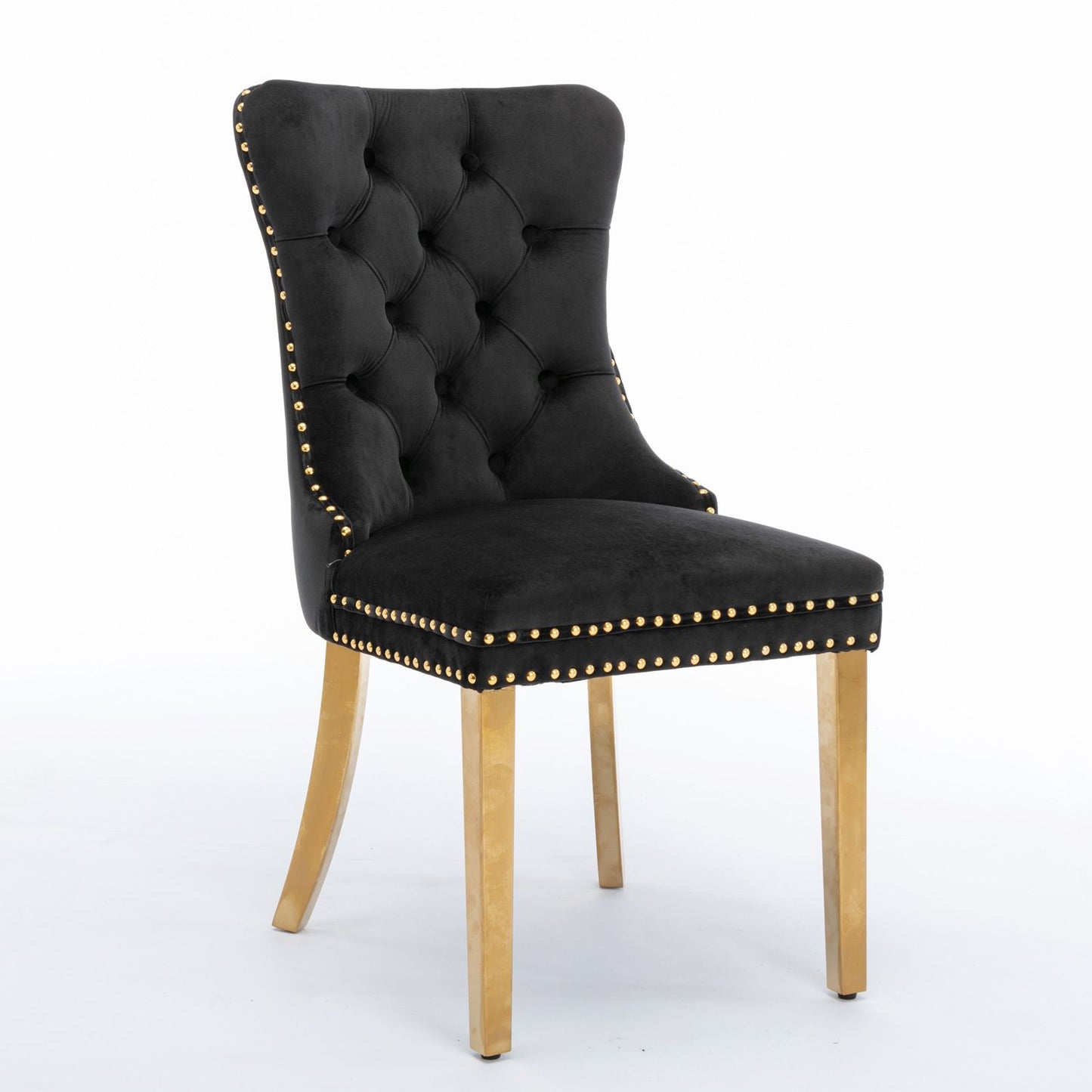 Lorelei Velvet Tufted Dining Chair Set of 2 in Black and Gold