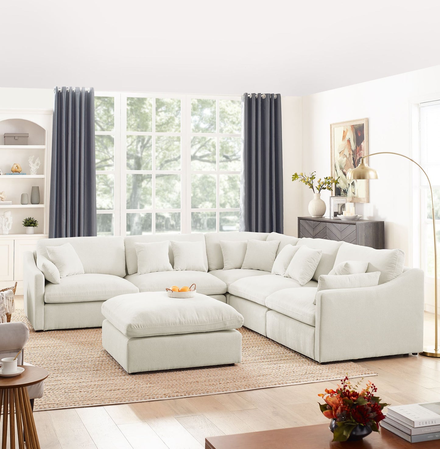 Oscar B. Oversized L-Shaped Sectional Sofa w/Removable Down-Filled Seat Cushions