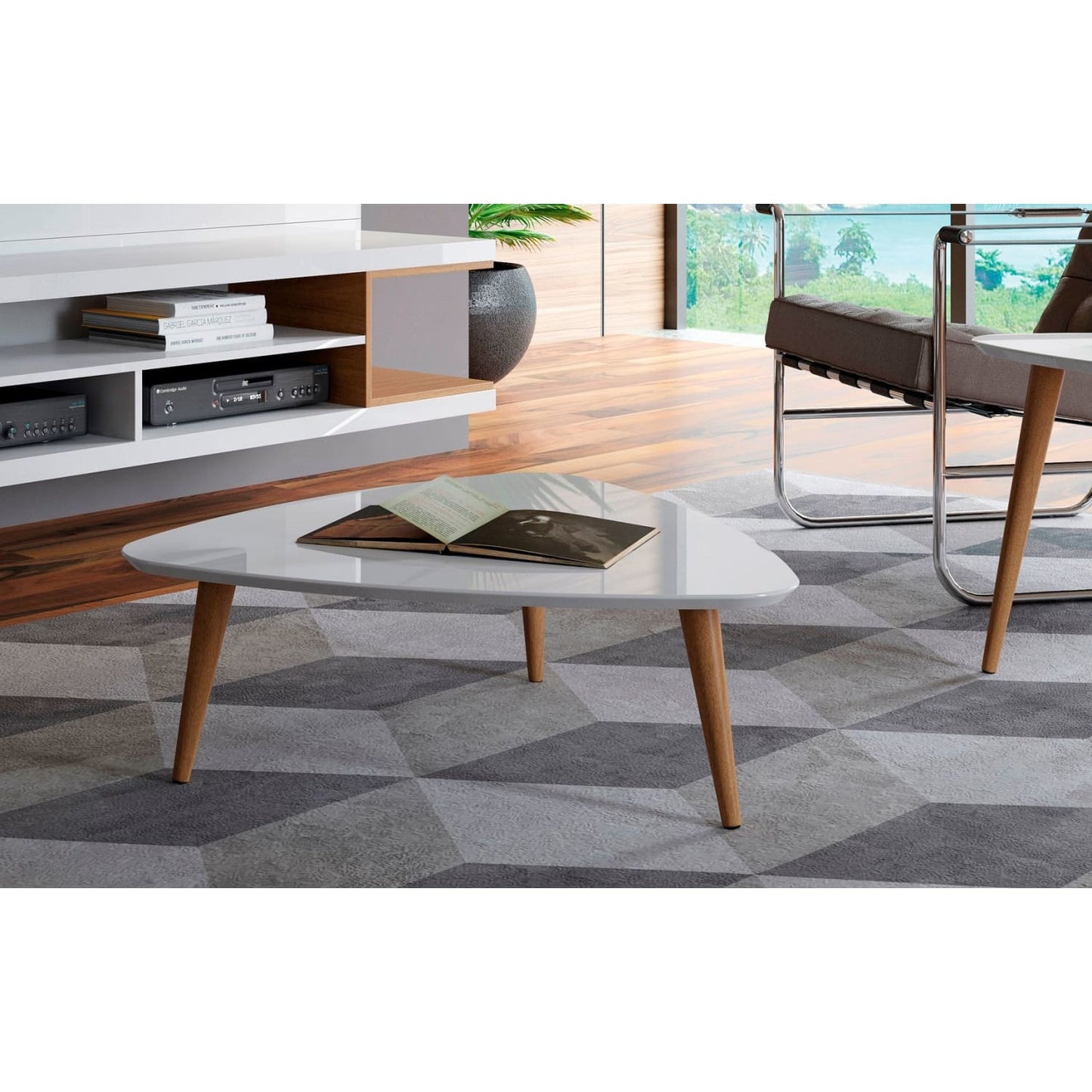 Utopian Triangle Coffee Table in White Gloss