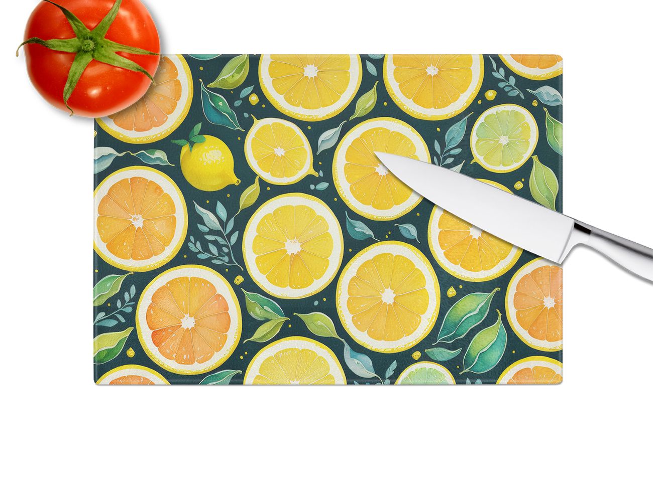 Lemons III Tempered Glass Kitchen Cutting and Serving Board