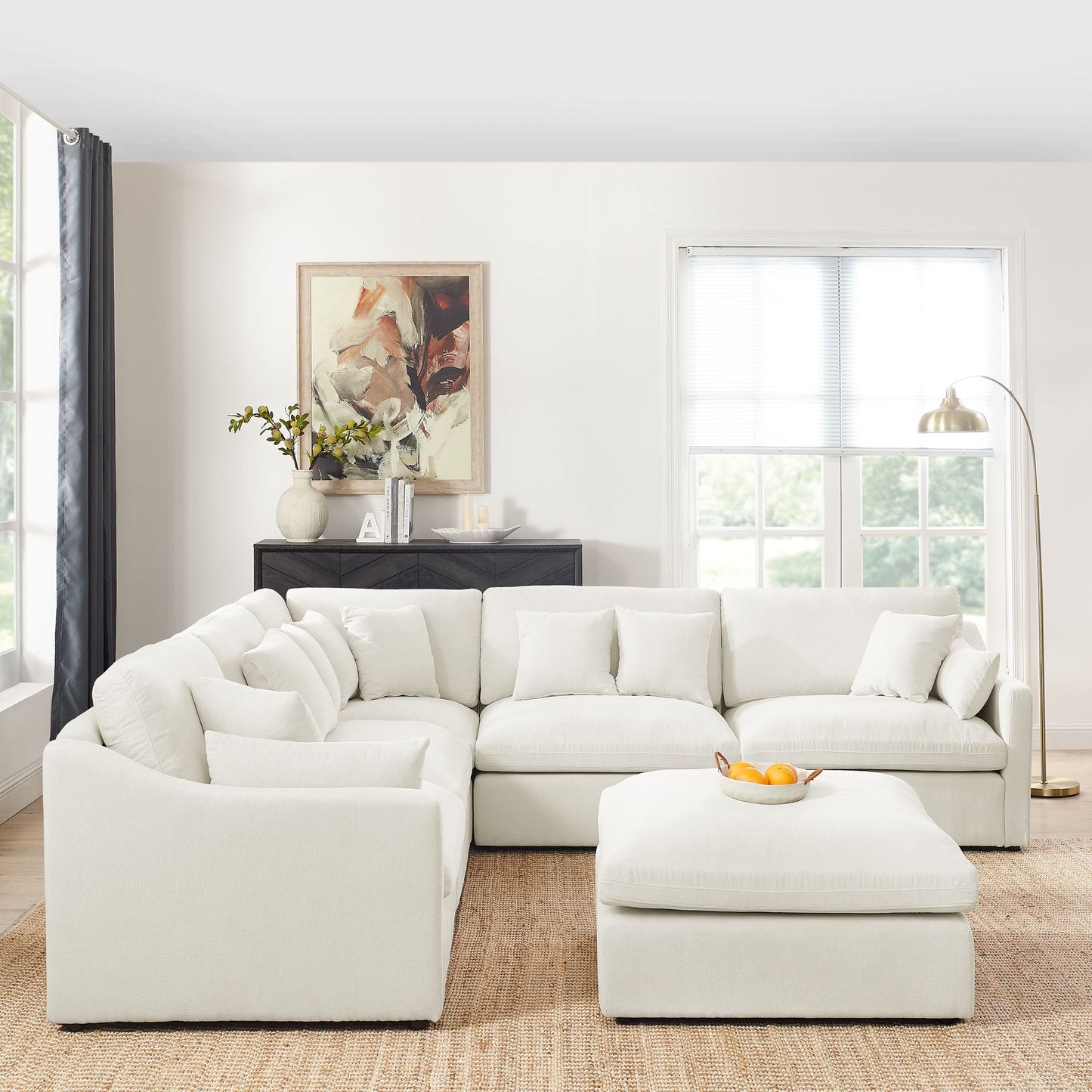 Oscar B. Oversized L-Shaped Sectional Sofa w/Removable Down-Filled Seat Cushions