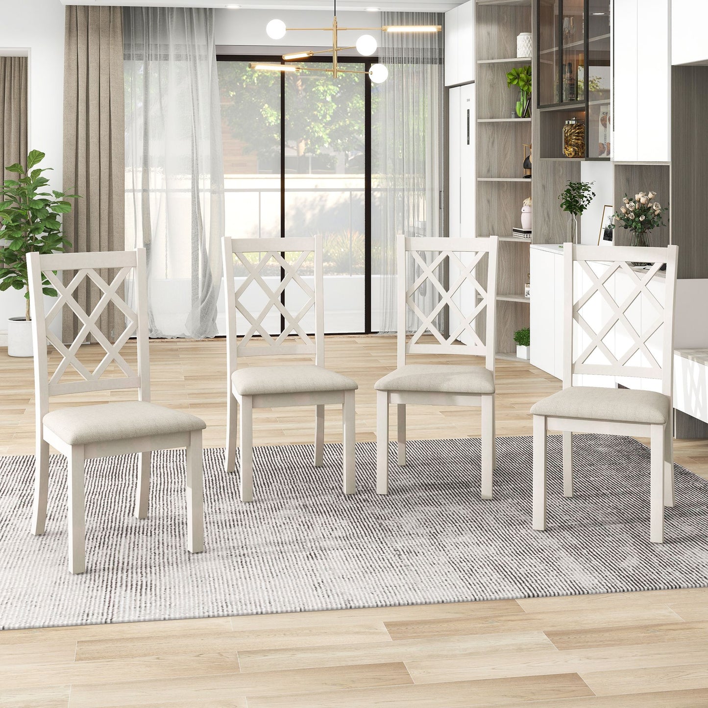 5 Pc. Round Dining Table Set with Upholstered Chairs