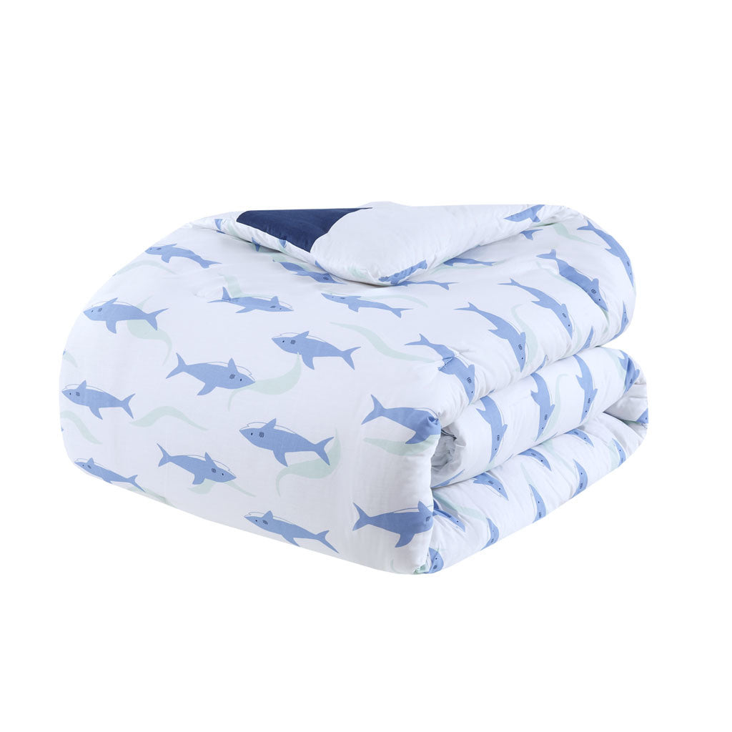 Cotton Cabana Stripe Reversible Comforter Set with Shark Reverse