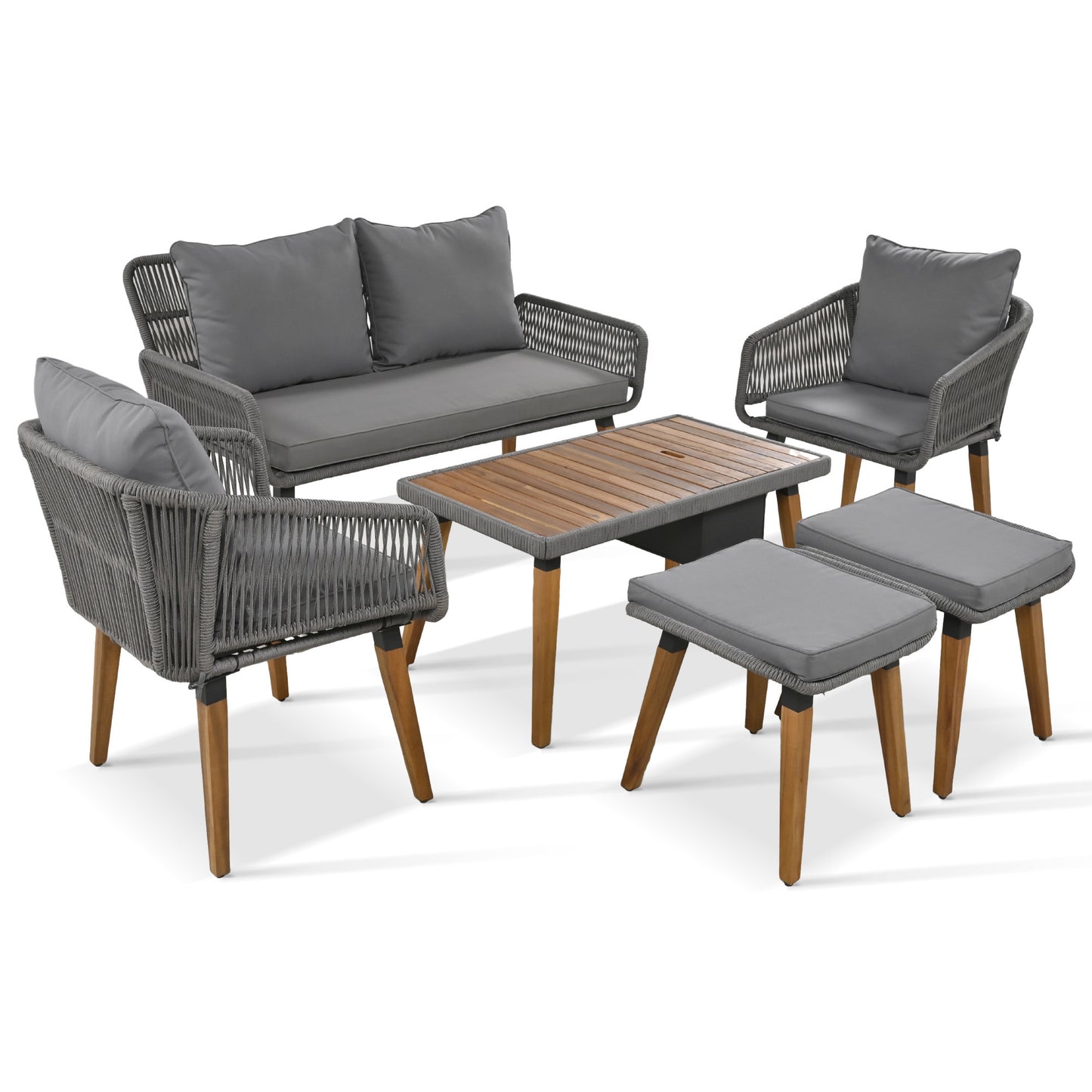 Marietta 6-Piece Woven Rope Patio Set