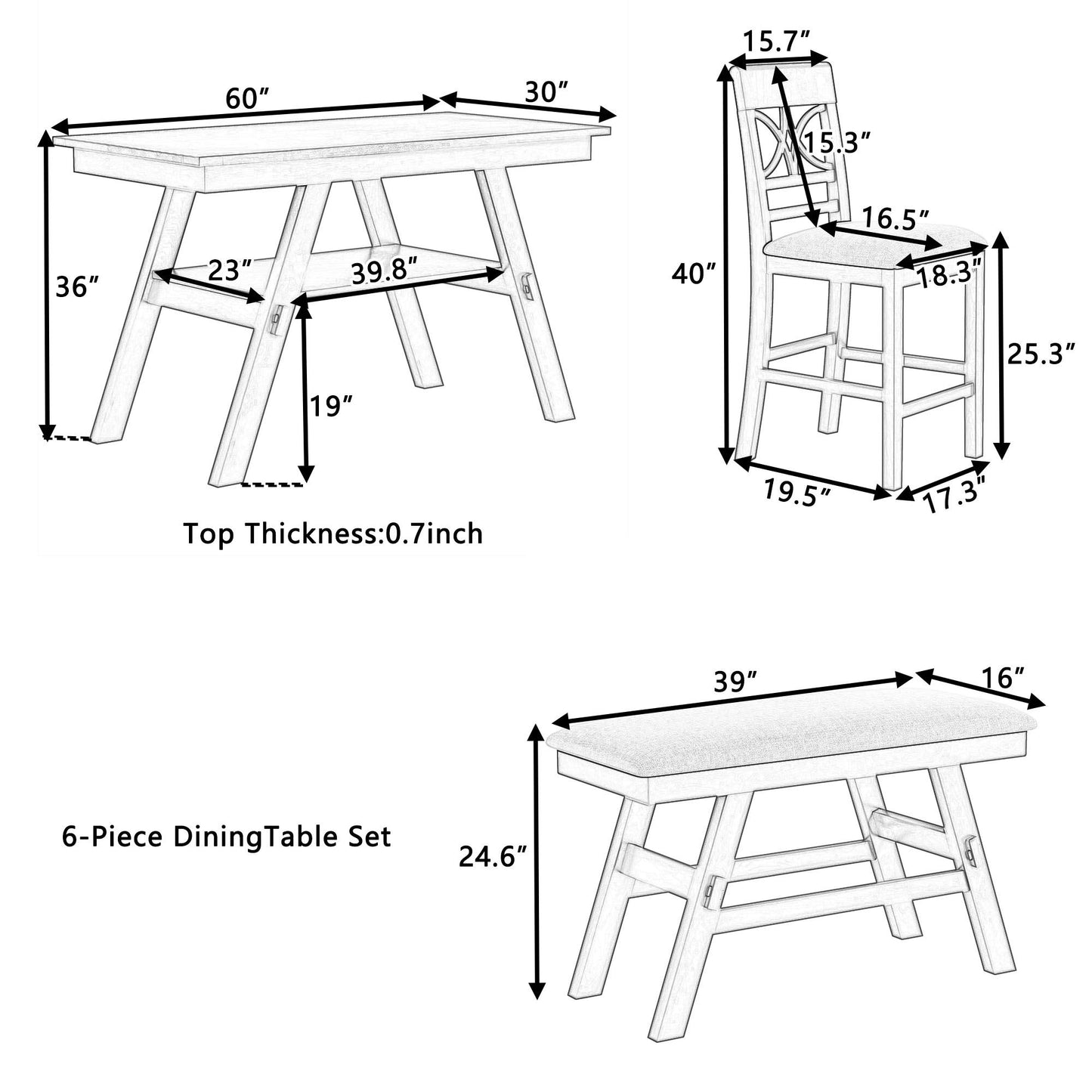 6 Pc. Collette Dining Table Set