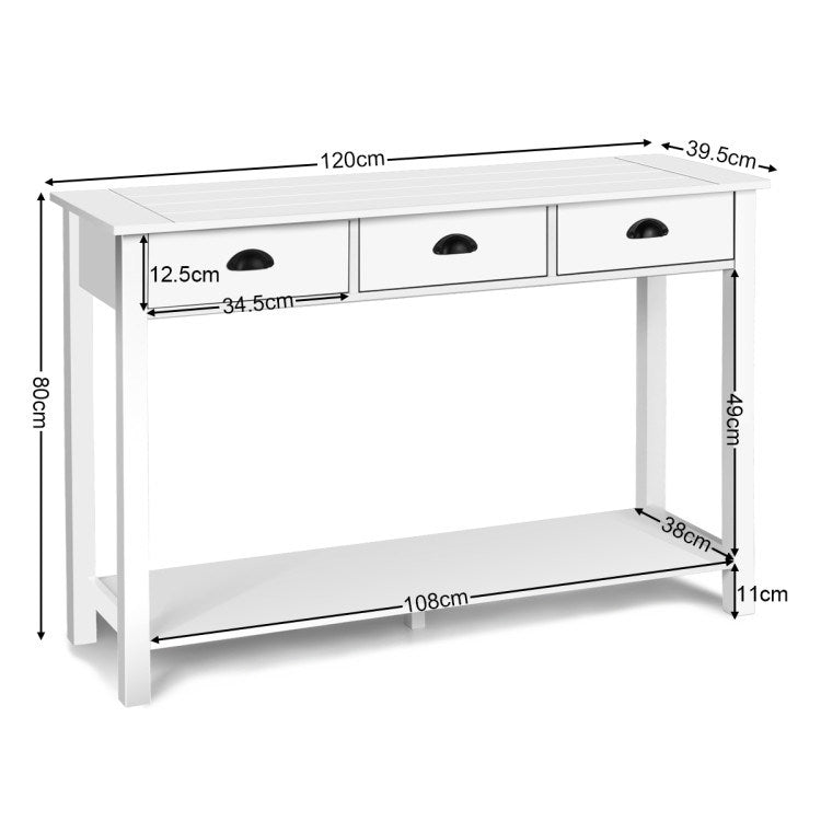 Irena Console Table with 3 Drawers and 2-Tier Shelves