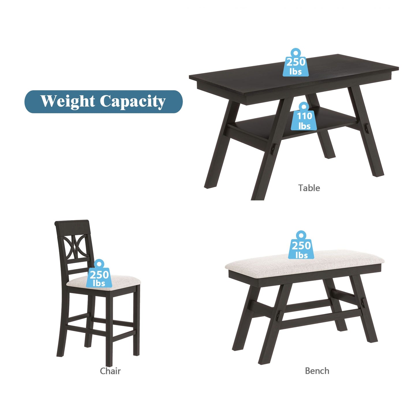 6 Pc. Collette Dining Table Set