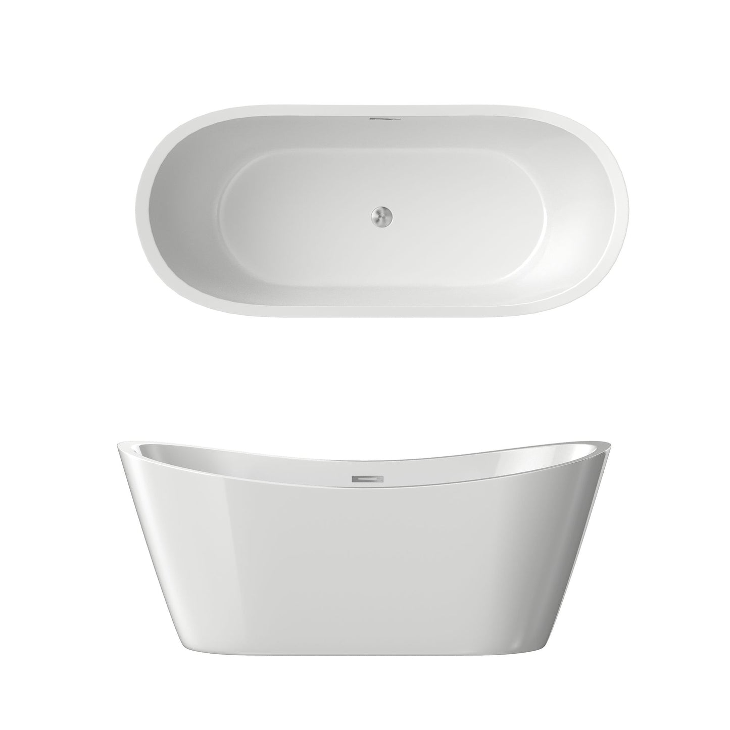 67" Acrylic Freestanding Soaking Tub with Chrome Overflow and Pop Up Drain