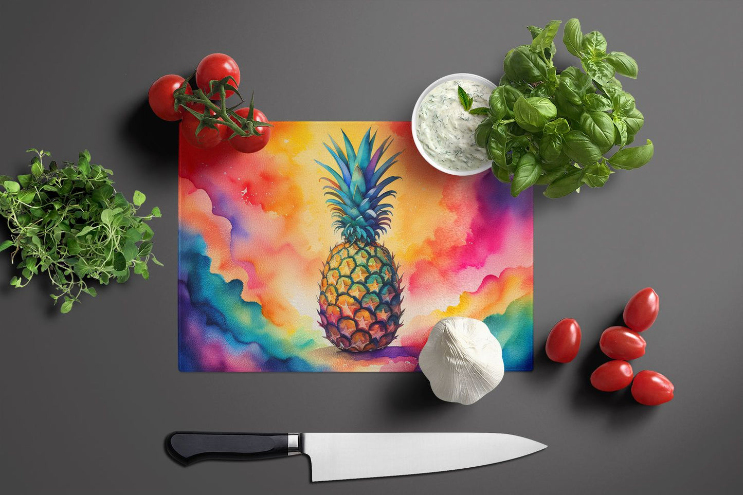 Pineapple III Tempered Glass Kitchen Cutting and Serving Board